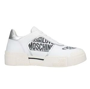 LOVE MOSCHINO  Logo Women's White Chunky Low Top Leather Trainers Sneakers Sz 41